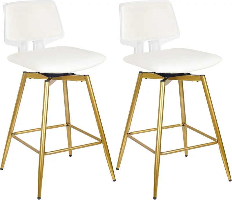 Vecelo Upholstered Swivel Bar Stools – Set Of 2 With Comfortable Seating 1
