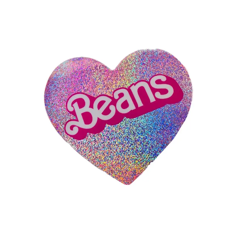 Vegan Power Co 'Beans' Glitter Heart Vinyl Sticker 1
