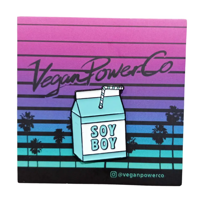Vegan Power Co Soy Boy Enamel Pin – Milk Carton Design 1
