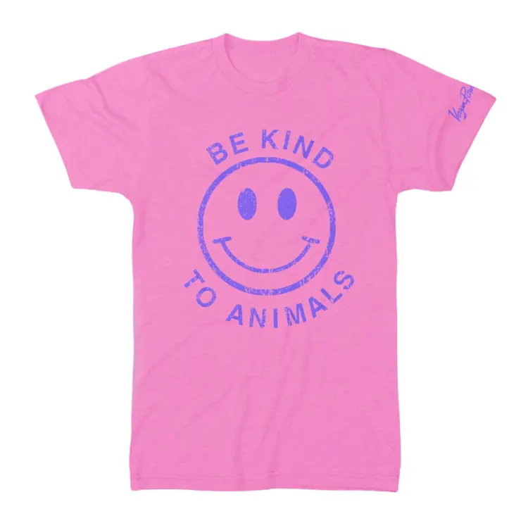 Vegan Power Co. Unisex 'Be Kind To Animals' Cotton T-Shirt – Soft Pink 1