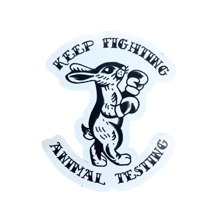 Vegan Supply Die-Cut 'Keep Fighting Animal Testing' Paper Sticker 1
