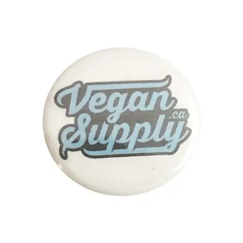 Vegan Supply Logo Button – Vintage-Style Round Pin, Clearance 1