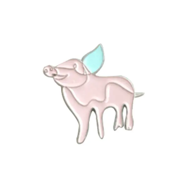 Vegan Supply Pig-Themed Enamel Pin – Glossy Finish, 1.25" Round 1