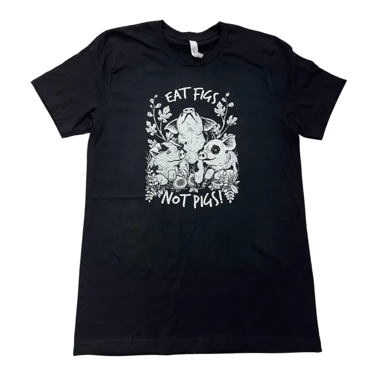 Vegan Veins 'Eat Figs, Not Pigs' Black Unisex T-Shirt 1
