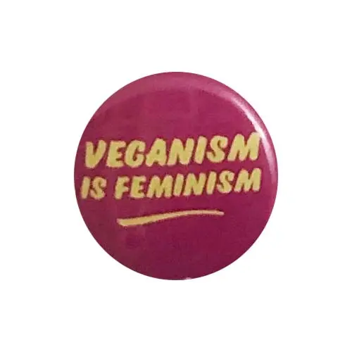 'Veganism Is Feminism' Herbivore Clothing Co Button – Yellow & Pink (1") 1