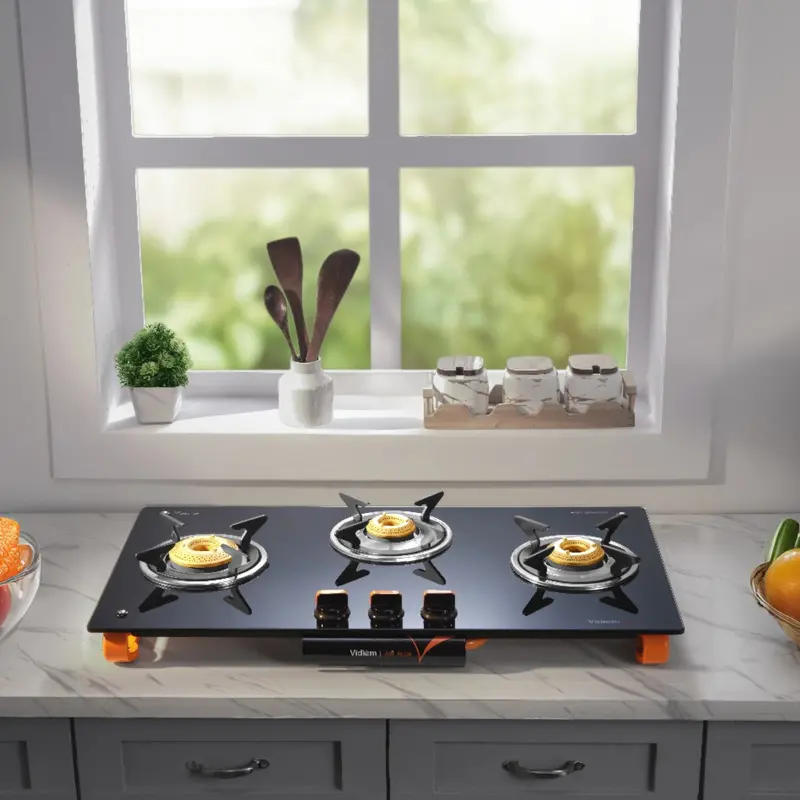 Vidiem Air Plus 3-Burner Gas Stove – Smart Auto Ignition 1