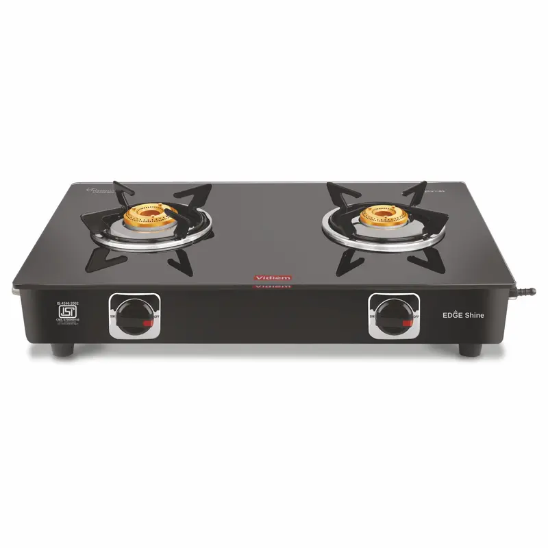 Vidiem Edge Shine 2-Burner Gas Stove – Sleek Gloss Finish 1