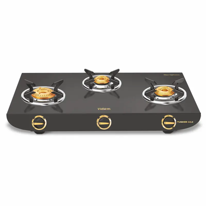 Vidiem Tusker Gold 3-Burner Gas Stove – Elegant Design 1