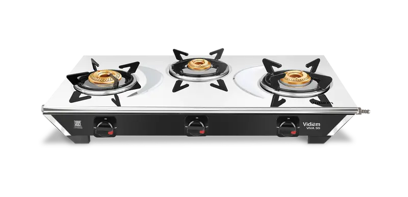 Vidiem Viva Ss 3-Burner Gas Stove – Durable Stainless Steel Cooktop 1