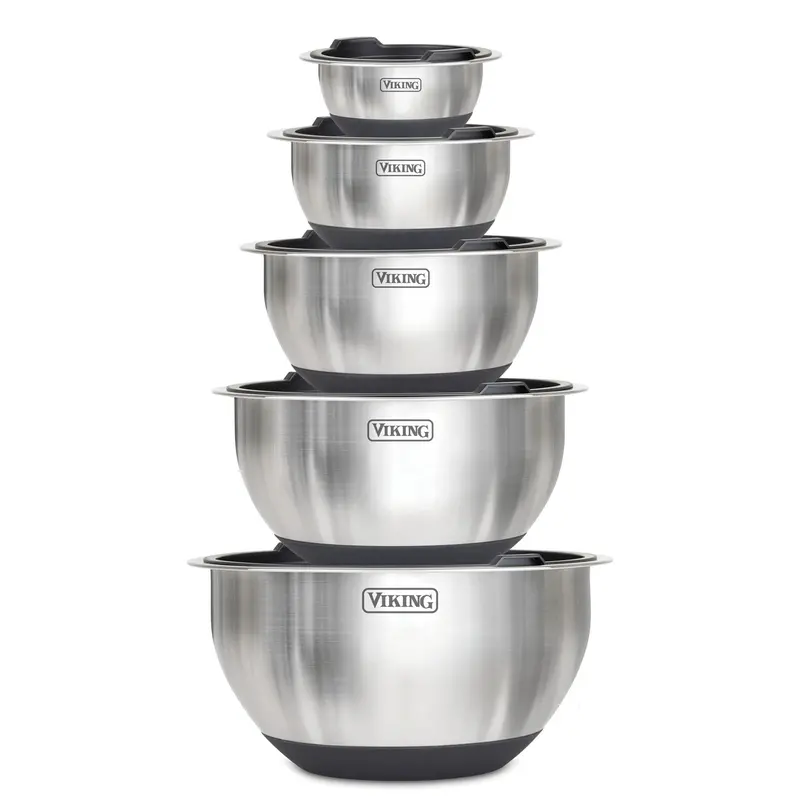 Viking 10-Piece Stainless Steel Mixing Bowl Set – Black Matte Finish With Lids 1