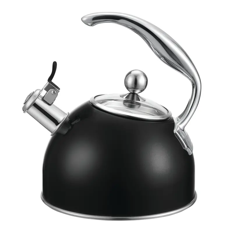 Viking 2.6-Quart Matte Black Whistling Kettle With Triple-Ply Base 1