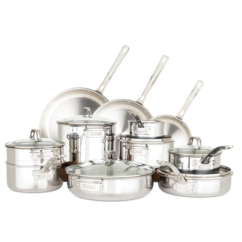 Viking 3-Ply Stainless Steel 17-Piece Cookware Collection With Tempered Glass Lids 1