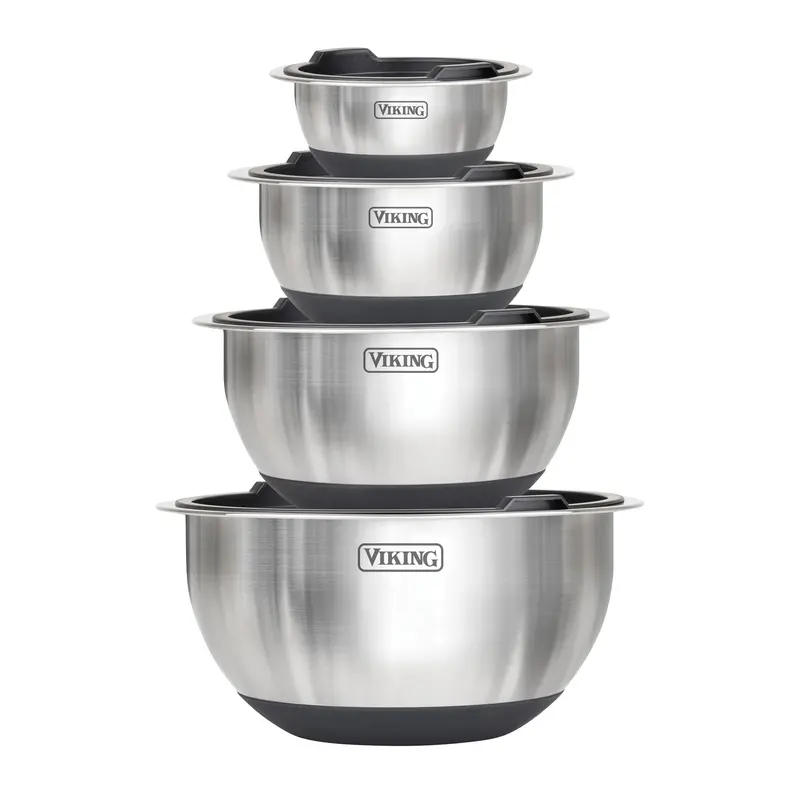 Viking 8-Piece Stainless Steel Mixing Bowls With Airtight Lids – Black 1