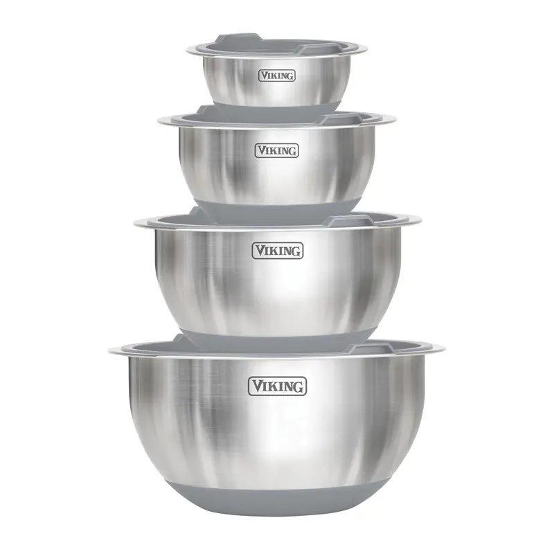 Viking 8-Piece Stainless Steel Mixing Bowls With Airtight Lids – Gray 1