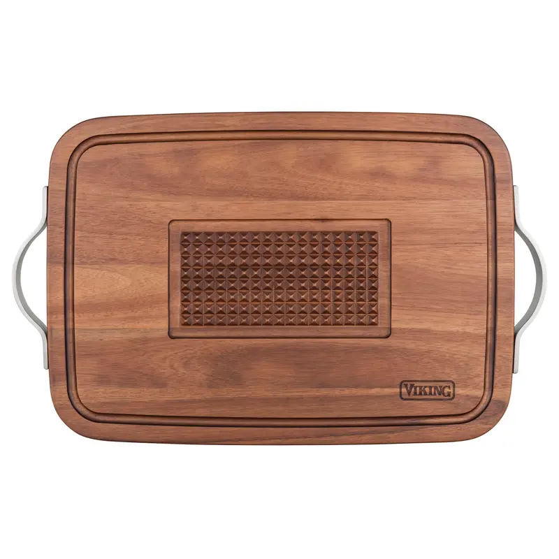 Viking Acacia Wood Carving Board Featuring Juice Well And Stainless Steel Handle 1