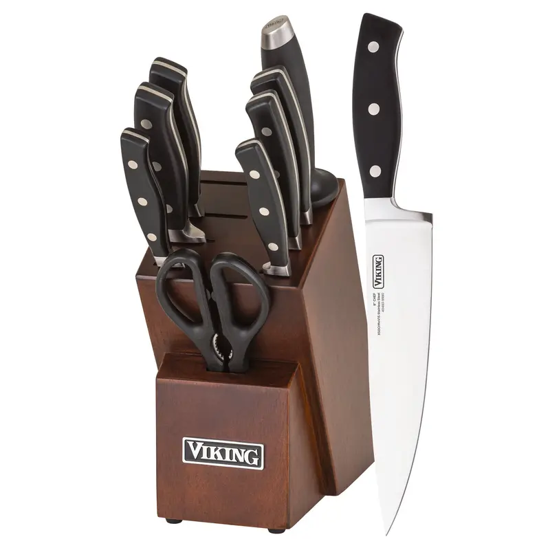 Viking True Forged 10-Piece Chef’S Knife Set – Walnut-Stained Block Included 1
