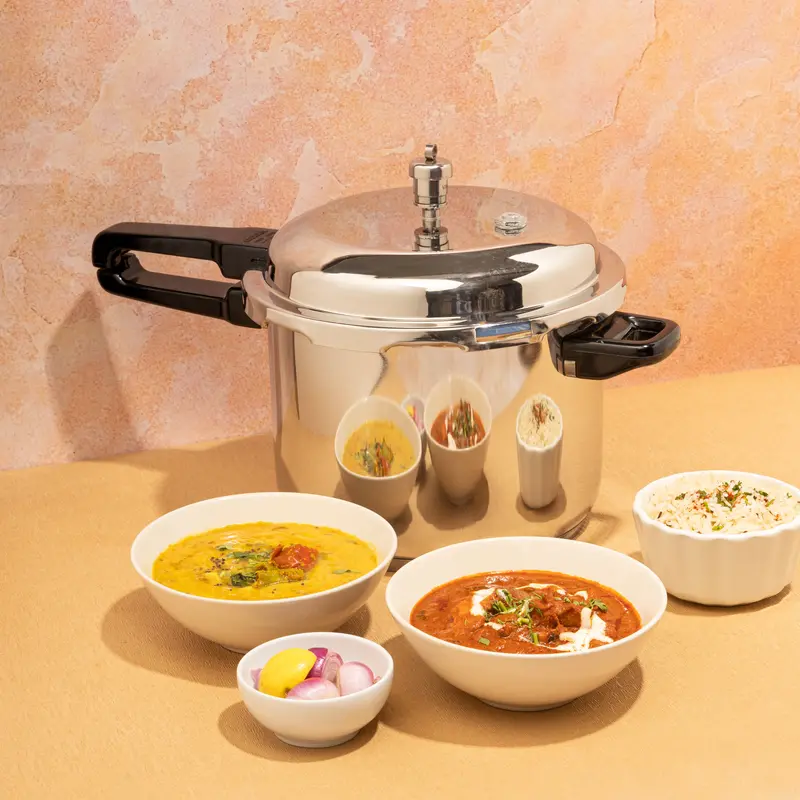 Vinod 18/8 Stainless Steel Outer-Lid Pressure Cooker – Heavy-Duty Kitchen Essential 1