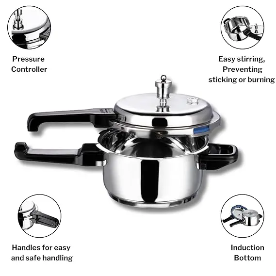 Vinod 18/8 Stainless Steel Outer-Lid Pressure Cooker – Heavy-Duty Kitchen Essential 4