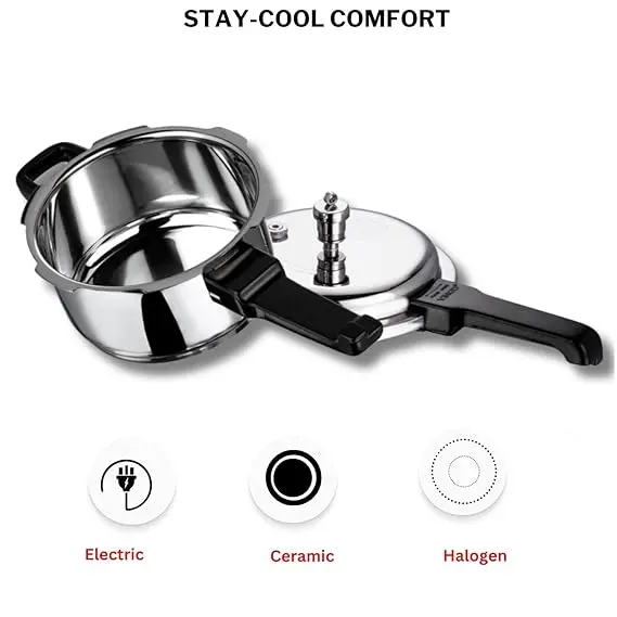 Vinod 18/8 Stainless Steel Outer-Lid Pressure Cooker – Heavy-Duty Kitchen Essential 5