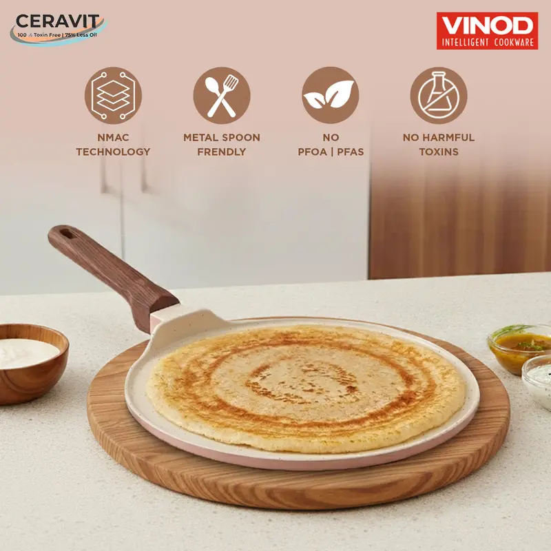 Vinod Ceravit Dosa Tawa In Desert Rose Hue 1
