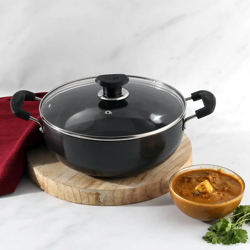 Vinod Hard-Anodized Deep Kadai – Induction-Compatible Heavy-Duty Wok 1