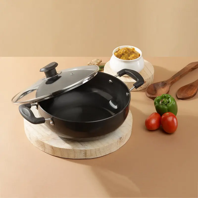 Vinod Hard-Anodized Deep Kadai With Tempered Glass Lid 1