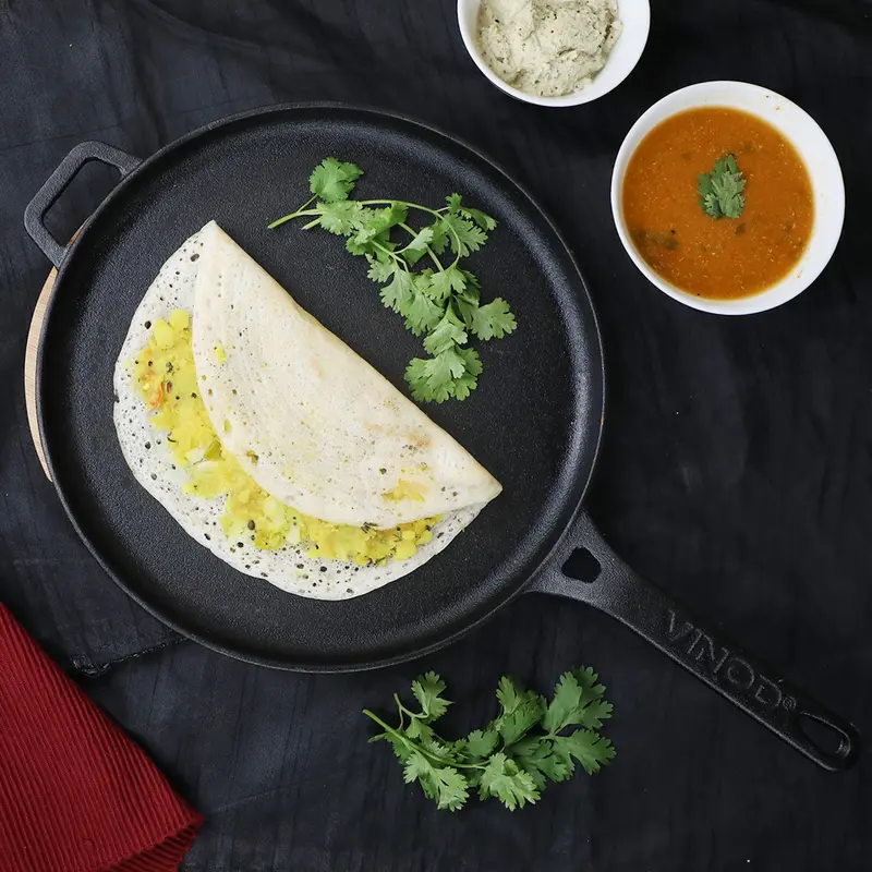 Vinod Legacy Pre-Seasoned Cast Iron Dosa Tawa (28 Cm) – Traditional Flat Griddle 1