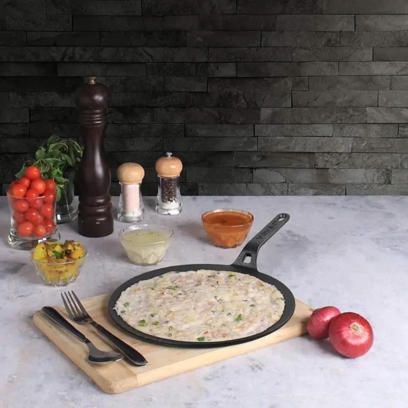 Vinod Legacy Pre-Seasoned Cast Iron Flat Tawa – 30 Cm Multi-Use Griddle 1
