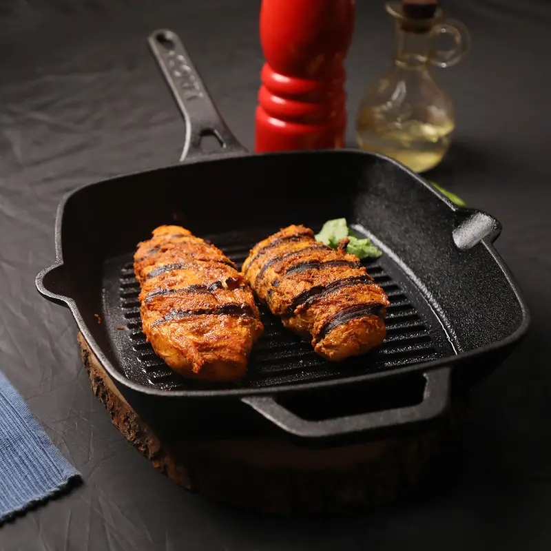 Vinod Legacy Pre-Seasoned Cast Iron Square Griddle (24 Cm) – Induction-Compatible 1