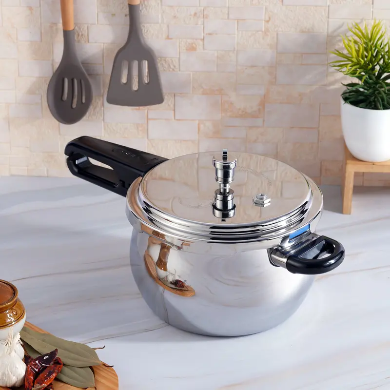 Vinod Platinum Plus Pressure Cooker With Outer Lid – Heavy-Duty Stainless Steel 1