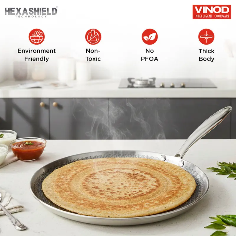 Vinod Platinum Triply Sas Pro Dosa Tawa – Induction-Safe Nonstick Griddle 1