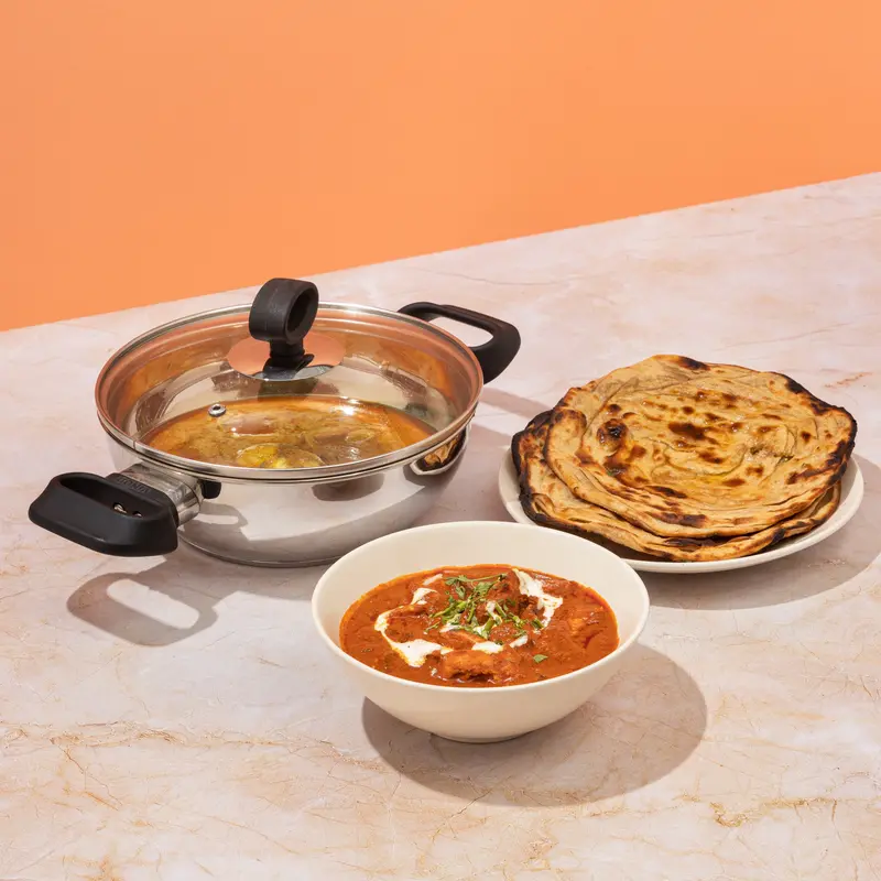 Vinod Stainless Steel Deluxe Kadai With Vented Lid – Heavy-Duty Construction 1
