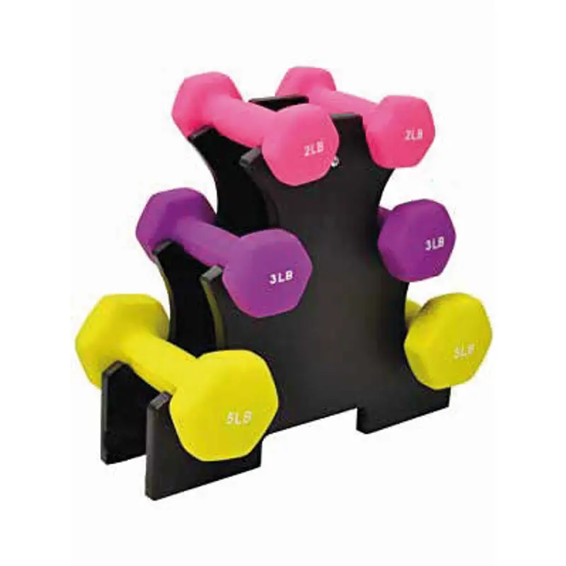 Vinyl-Coated Dumbbell Set – 12 Kg Total Weight With Plastic Stand 1