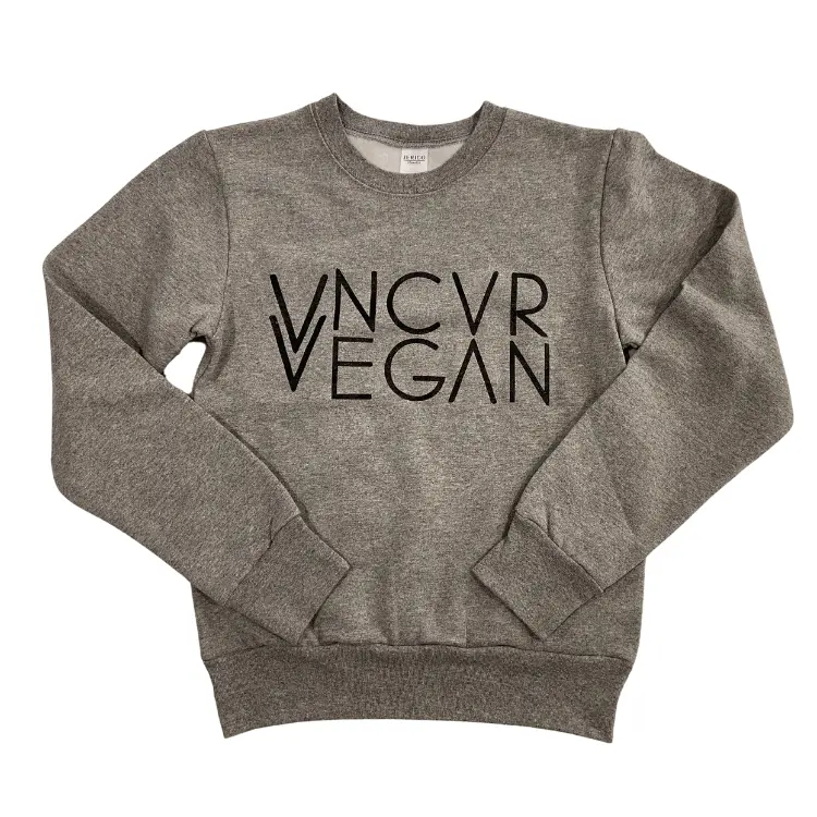'Vncvr Vegan' Grey Kids Crewneck – Plant Active Statement Sweatshirt 1