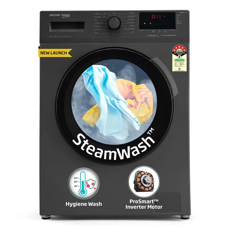 Voltas Beko 7 Kg 5-Star Inverter Front Load Washer – Hygiene Steam, Anthracite (Wfl7012B7Jvbka/Axv) 1