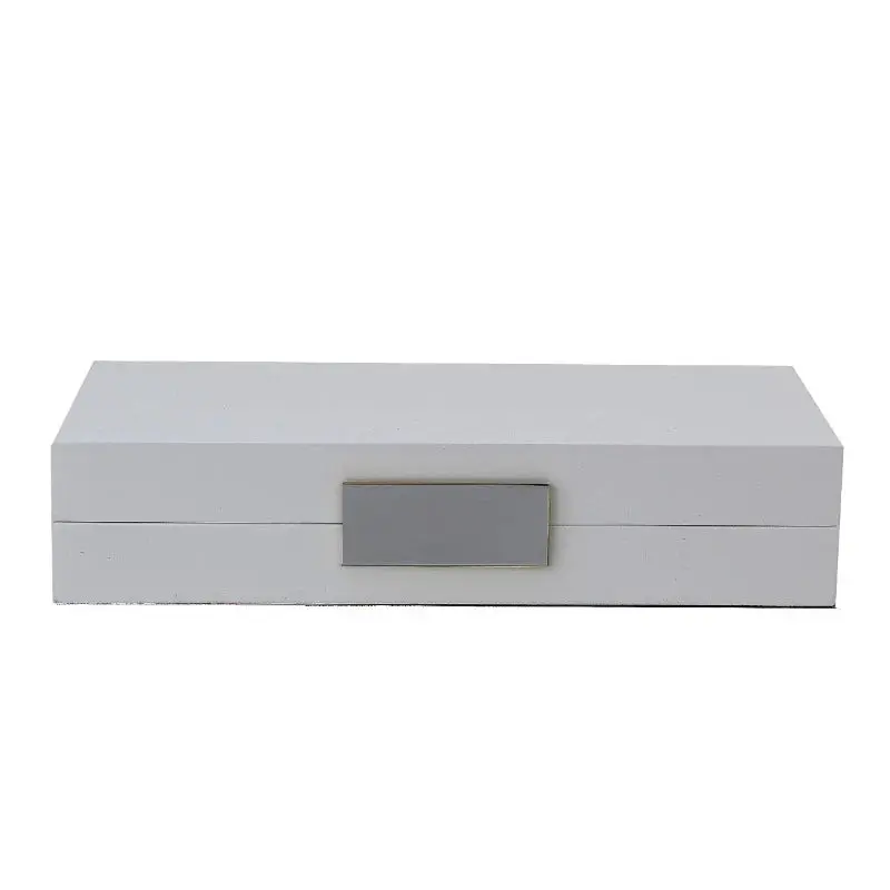White And Silver Lacquered Storage Box 1