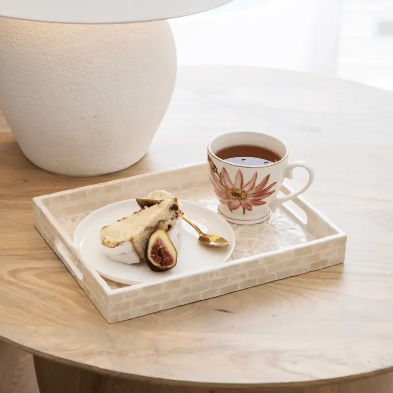 White Capiz Shell Decorative Tray – Rectangular 32X25 Cm 1