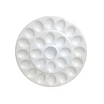 White Ceramic Deviled Egg Serving Platter 1