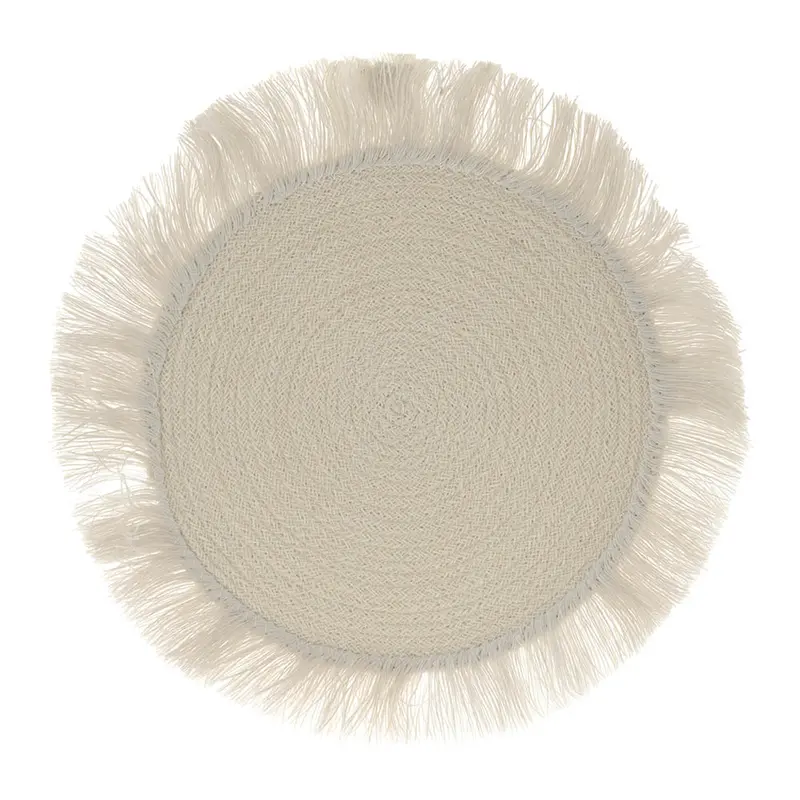 White Fringed Palm Fiber Placemat 1
