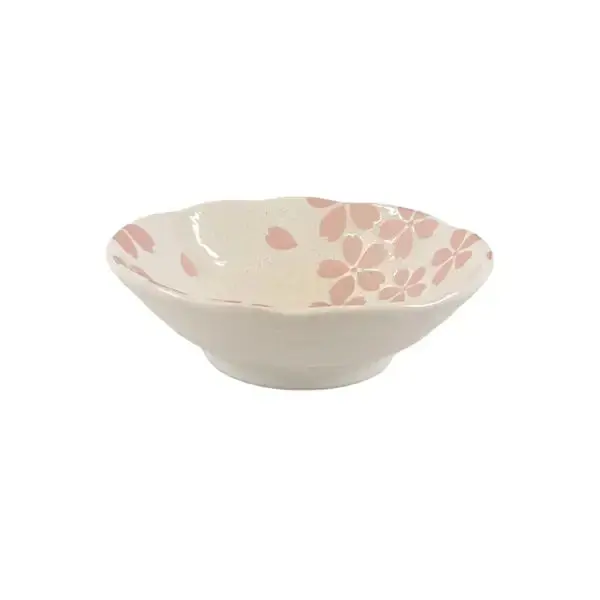 White Hasui Sakura Dipping Dish – 4.5" Diameter Porcelain Sauce Bowl 1