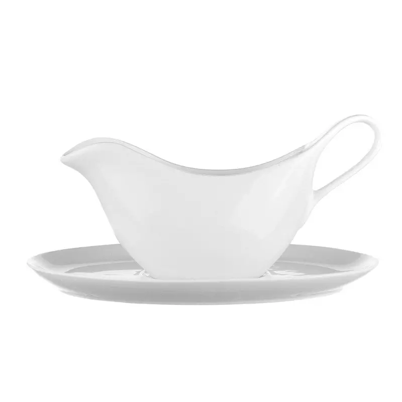 White Porcelain Gravy Boat With Matching Saucer – 20 Cm 1