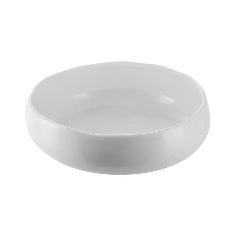 White Porcelain Wave-Rimmed Round Serving Bowl, 27 Cm 1