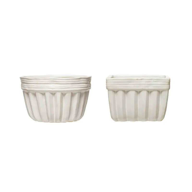 White Reactive Glaze Fruit Bowl In Stoneware 1