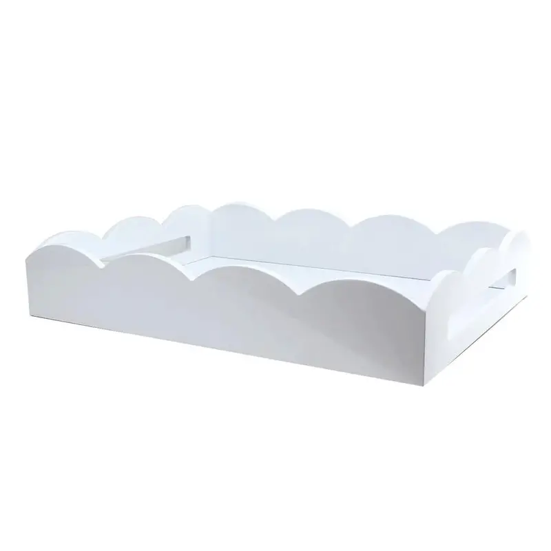 White Scalloped Edge Medium Serving Tray – Elegant Ceramic Table Accessory 1