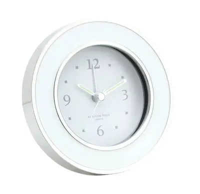 White & Silver Silent Desk Alarm Clock – Modern Minimalist 1