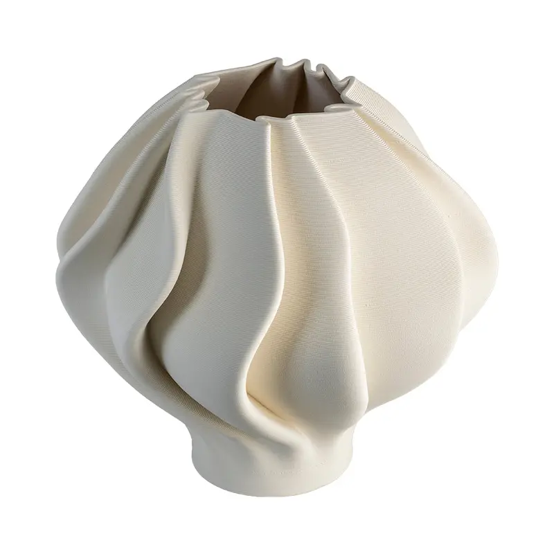 White Swell 3D-Printed Ceramic Vase – 20X29Cm Sculptural Shape 1