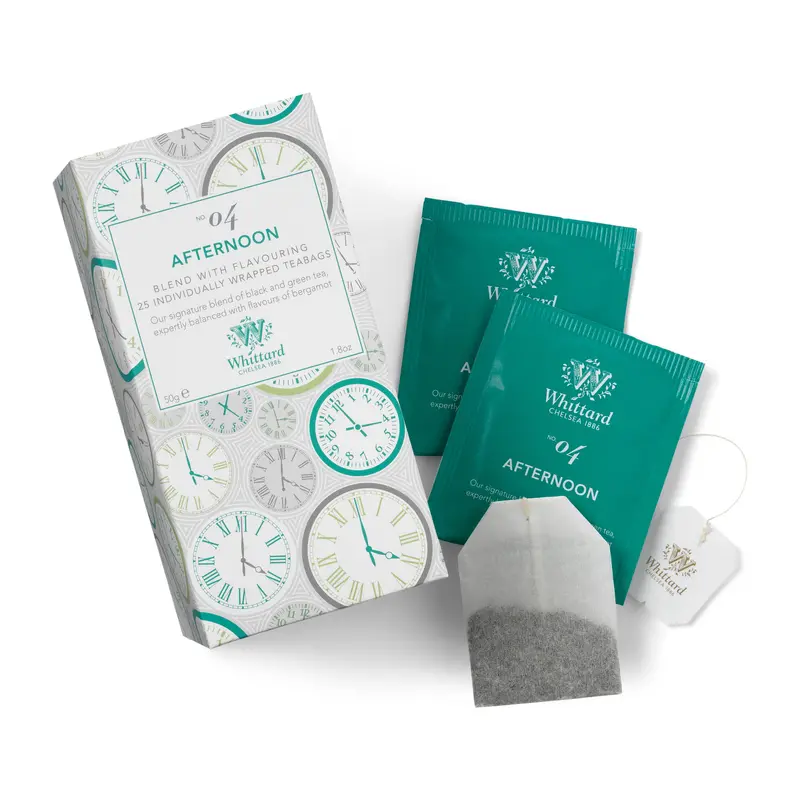 Whittard Afternoon Blend Tea – 25 Individually Wrapped Pyramid Bags 1