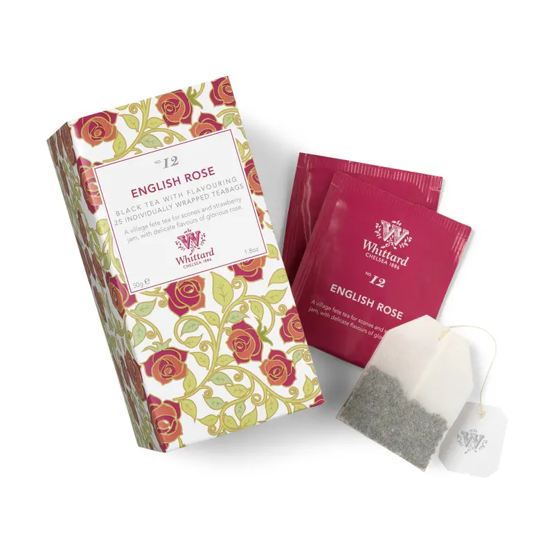 Whittard English Rose Herbal Tea – 25 Floral Infusion Tea Bags 1