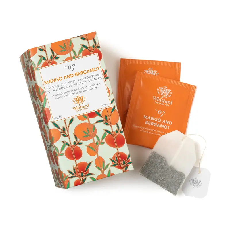 Whittard Mango Bergamot Infused Tea – 25 Premium Wrapped Tea Bags 1