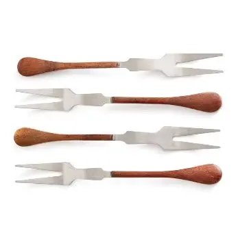 Wooden-Handle Stainless Steel Appetizer Forks (Set Of 4) 1